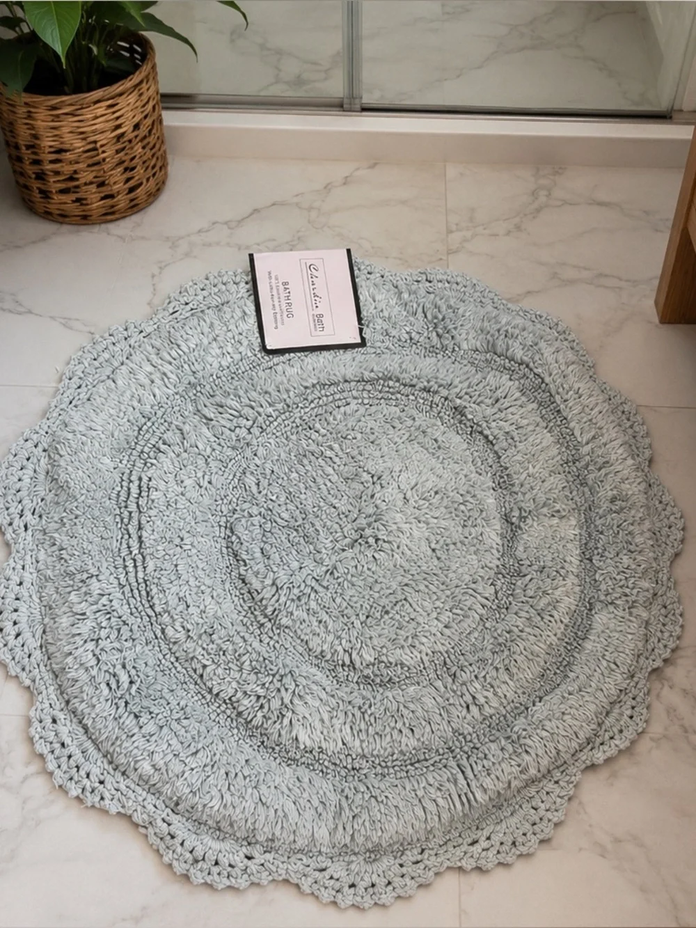 Chardin bath collection bath rug hundred percent cotton anti-slip backing 24x24”